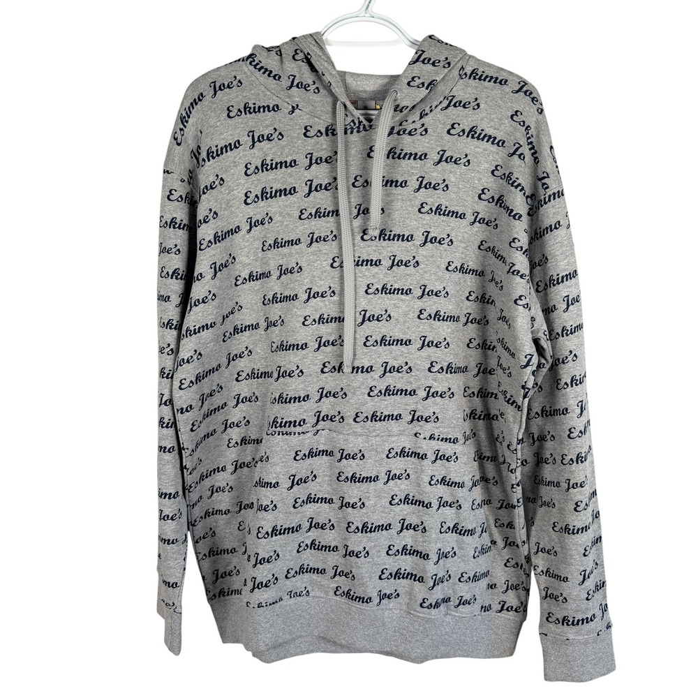 Eskimo Joe's All Over Print Hoodie Mens XL Gray‎ Script Logo Pullover NEW